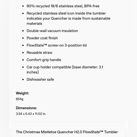 Stanley The Quencher H2.0 Flowstate 40oz Tumbler in Mistletoe Twist - white - Picture 5 of 5